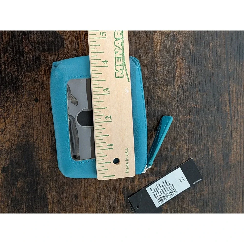 Tahari Women's Vegan Leather Folding + Snap Wallet‎ New NWT Teal
